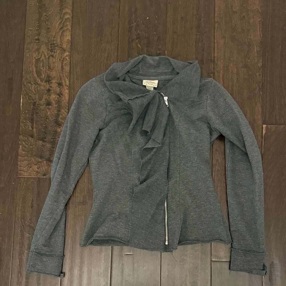 Y2K Charcoal Ruffle Zip up blazer jacket